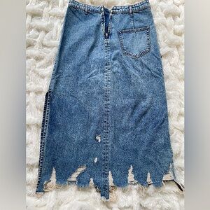 Zara Distressed Denim Skirt